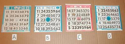 Regular pager bingo cards