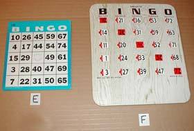 Cardboard bingo card